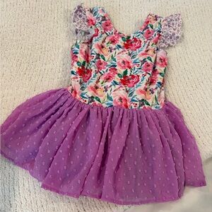 Cheeky Plum Purple Floral Leotard, 7Y